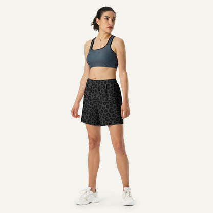 Black Leopard Print Athletic Shorts
