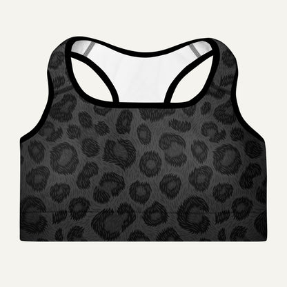Black Leopard Print Padded Sports Bra