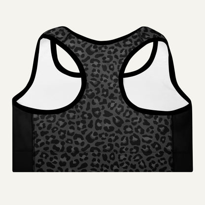 Black Leopard Sprint Padded Sports Bra