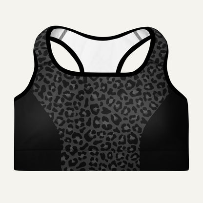 Black Leopard Sprint Padded Sports Bra