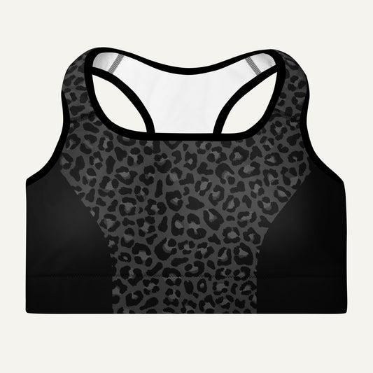 Black Leopard Sprint Padded Sports Bra