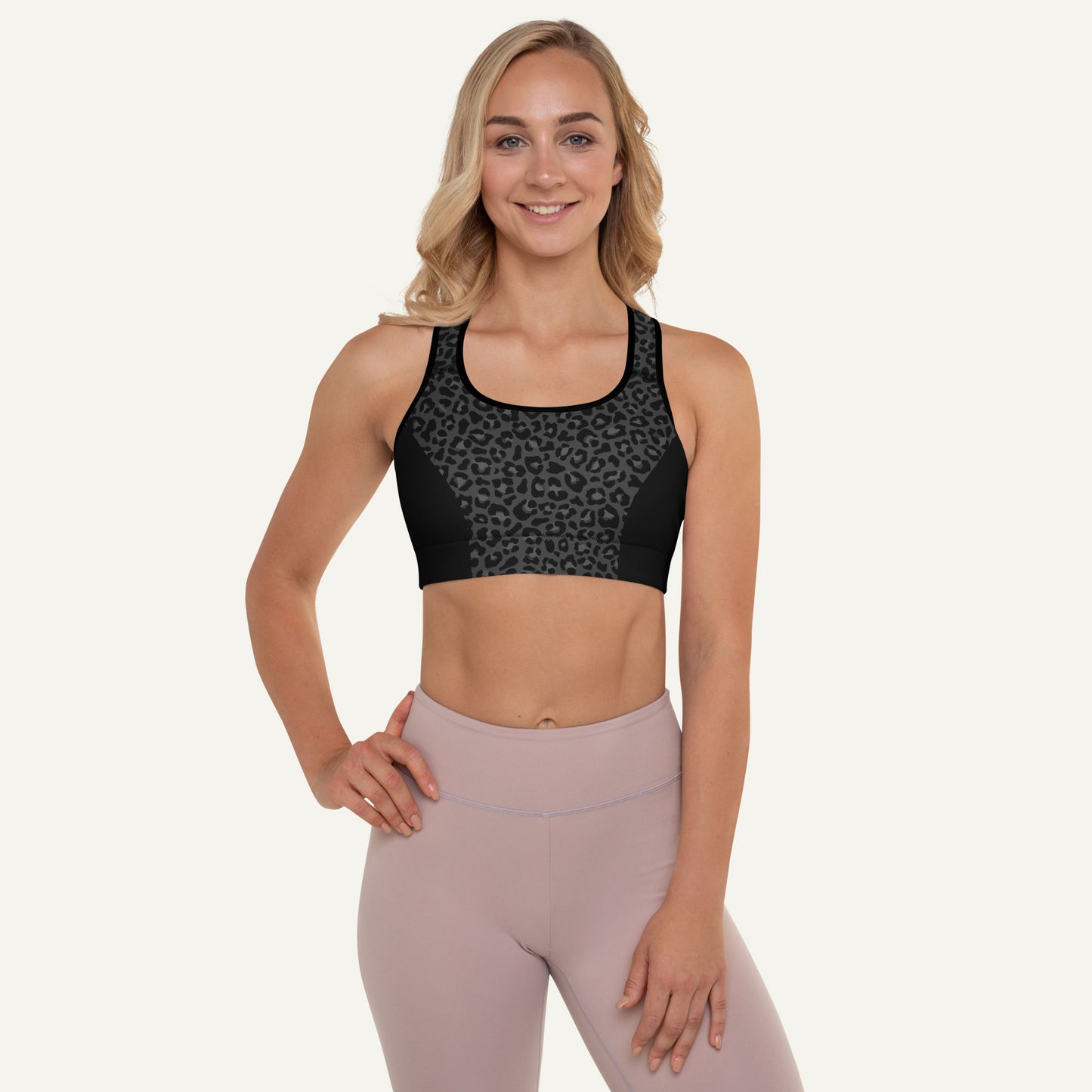 Black Leopard Sprint Padded Sports Bra