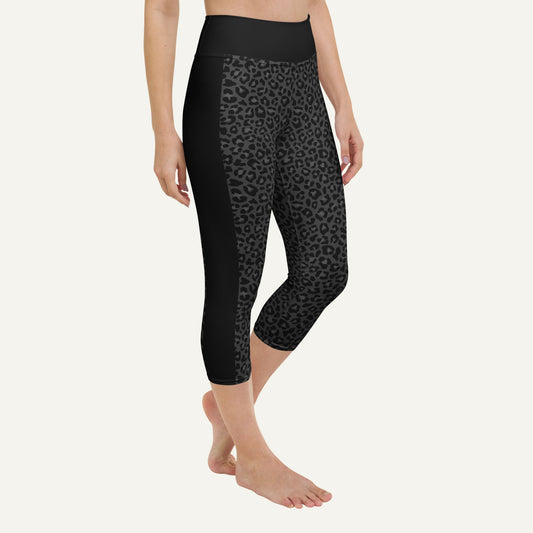 Black Leopard Sprint High-Waisted Capri Leggings