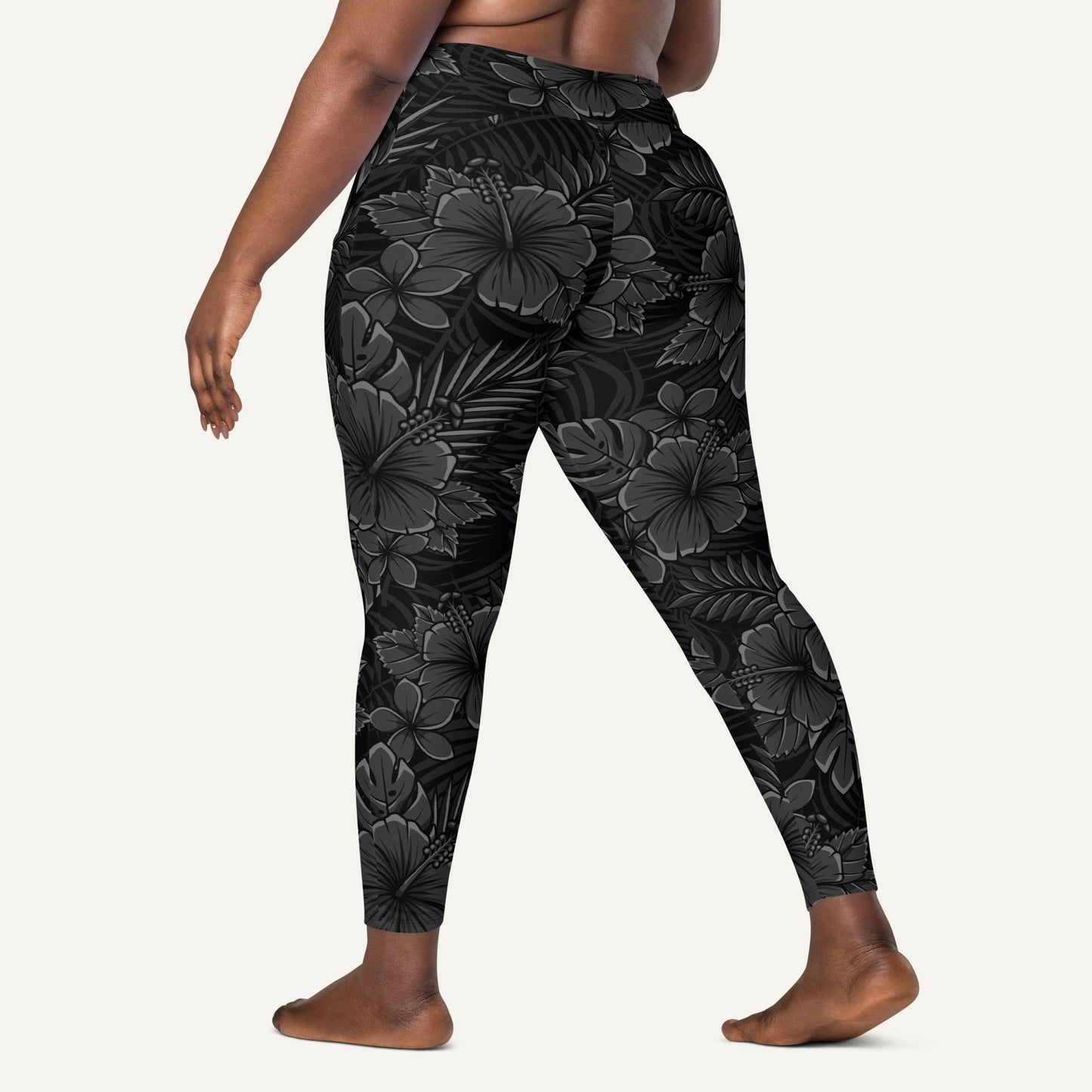 Black Tropical Florals Pocket Leggings