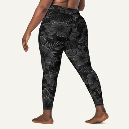 Black Tropical Florals Pocket Leggings