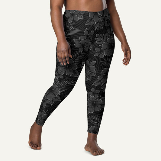 Black Tropical Florals Pocket Leggings