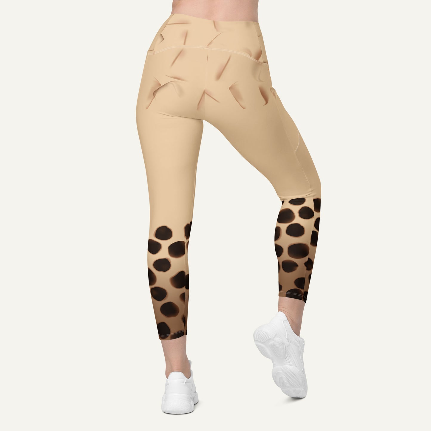 Boba Milk Tea Crossover Leggings With Pockets