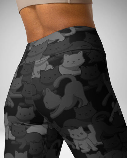 Black Camo Cat High-Waisted Leggings