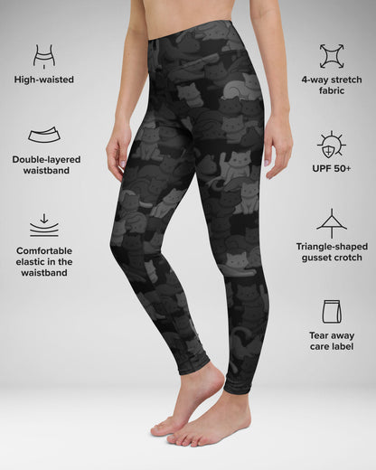 Black Camo Cat High-Waisted Leggings
