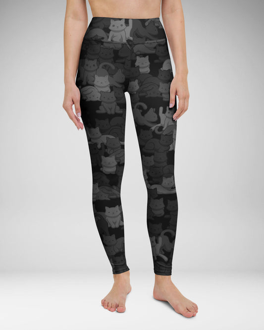 Black Camo Cat High-Waisted Leggings