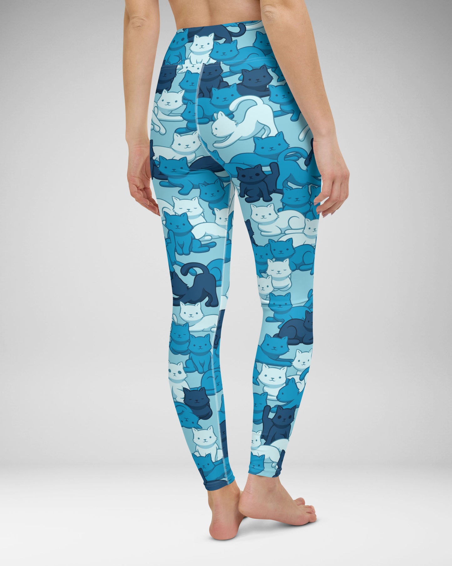 Blue Camo Cat High-Waisted Leggings