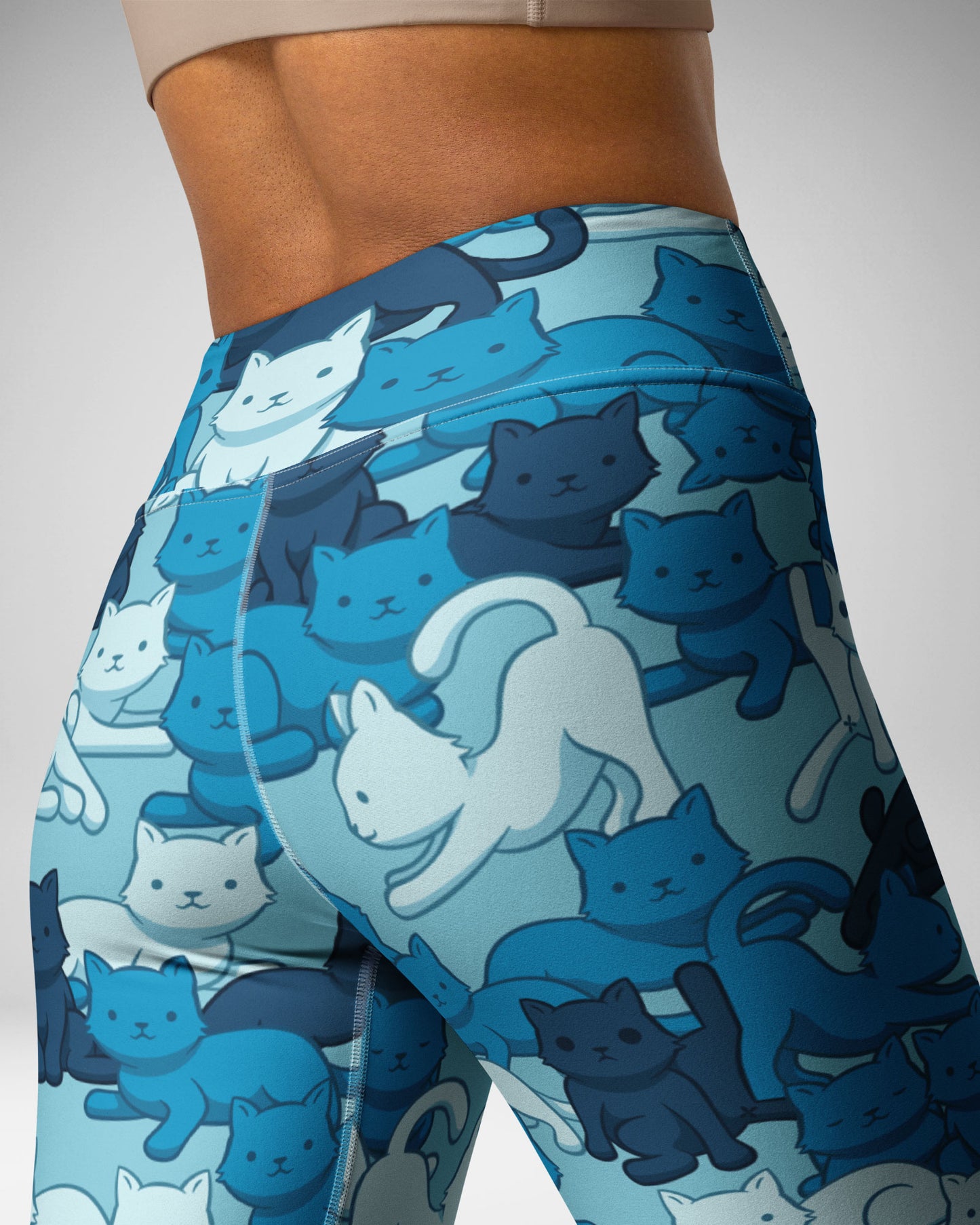 Blue Camo Cat High-Waisted Leggings