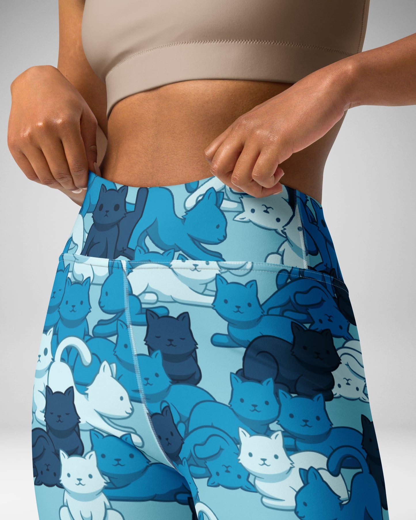 Blue Camo Cat High-Waisted Leggings