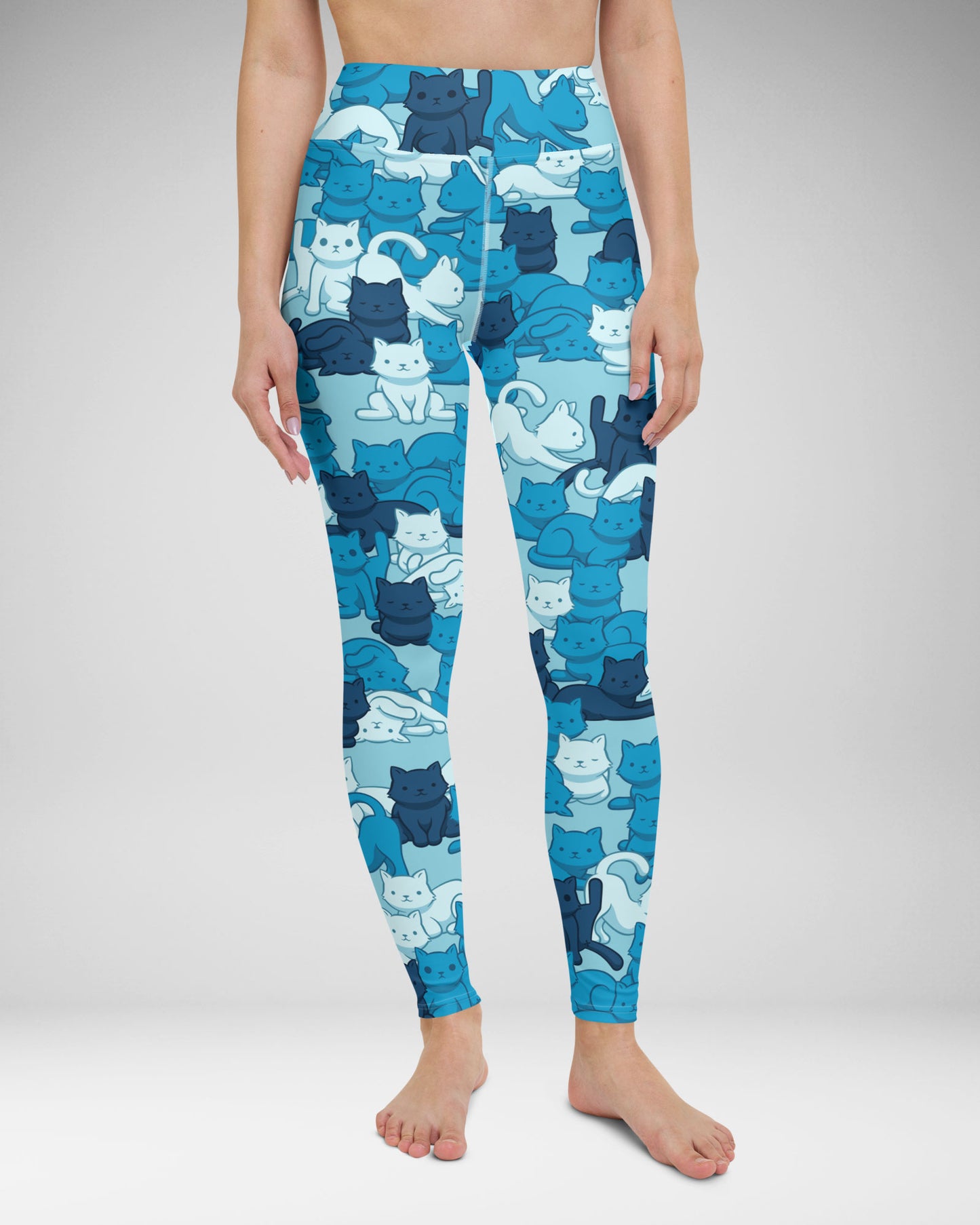 Blue Camo Cat High-Waisted Leggings
