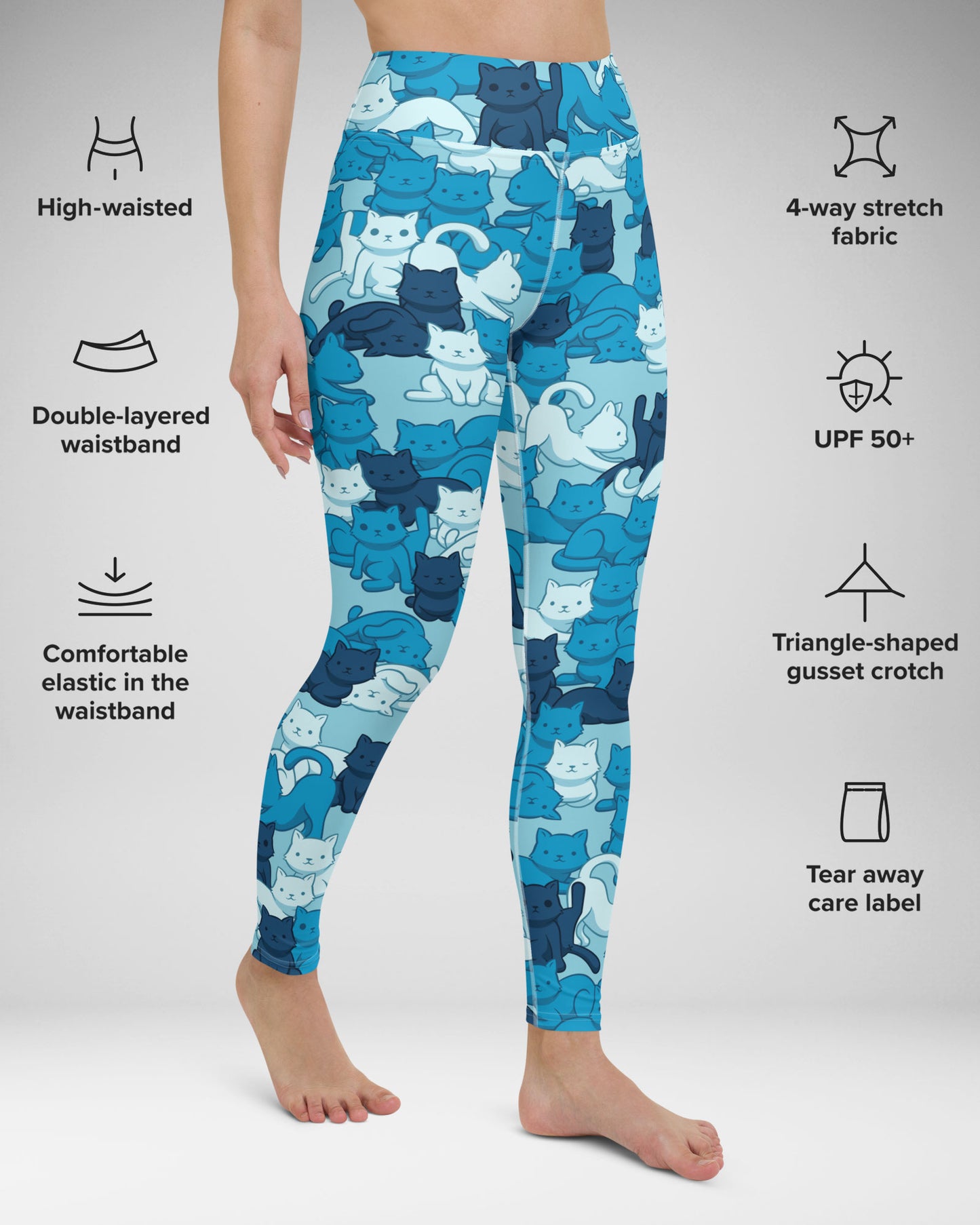 Blue Camo Cat High-Waisted Leggings