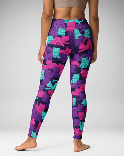 Cyberpunk Camo Cat High-Waisted Leggings