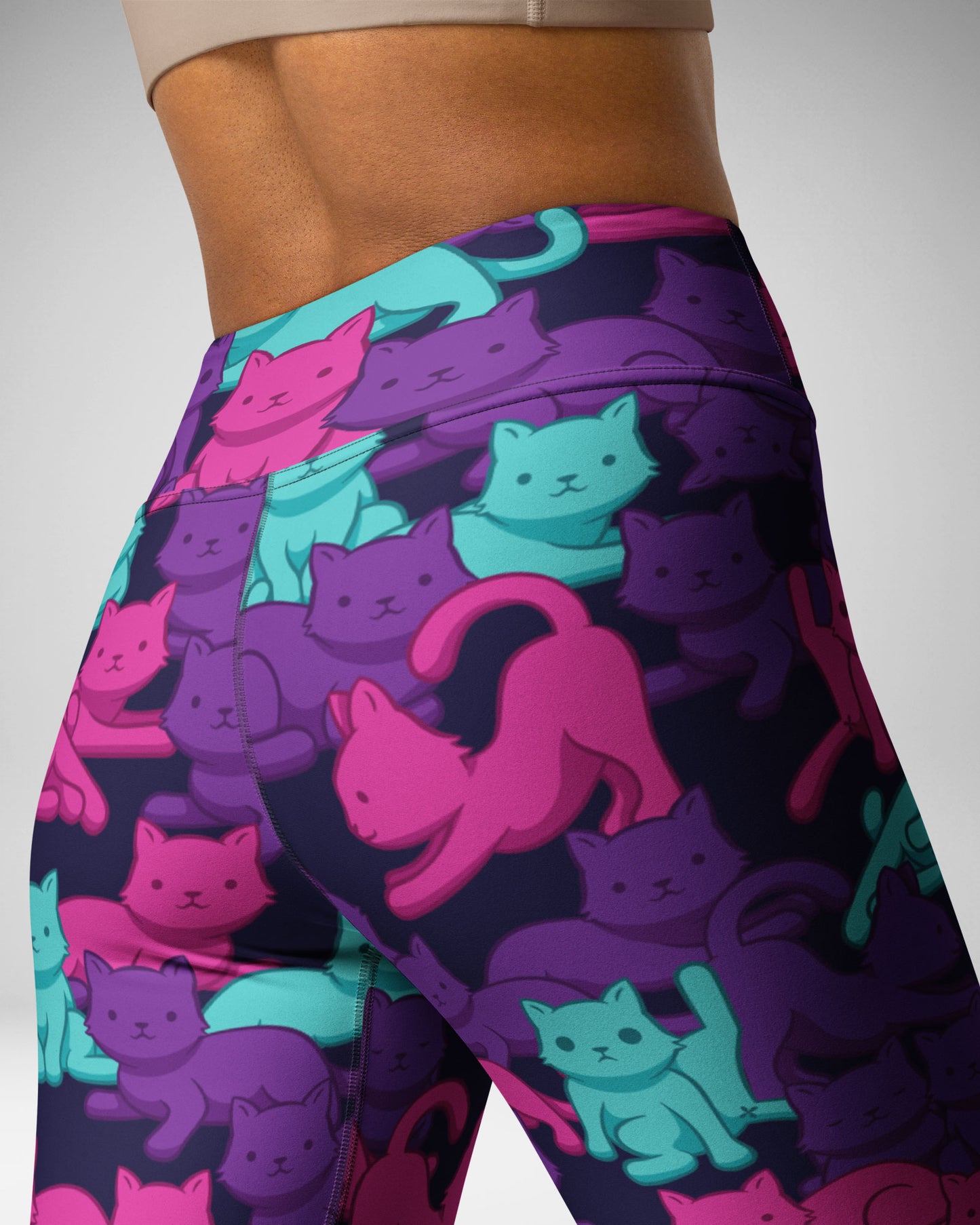 Cyberpunk Camo Cat High-Waisted Leggings
