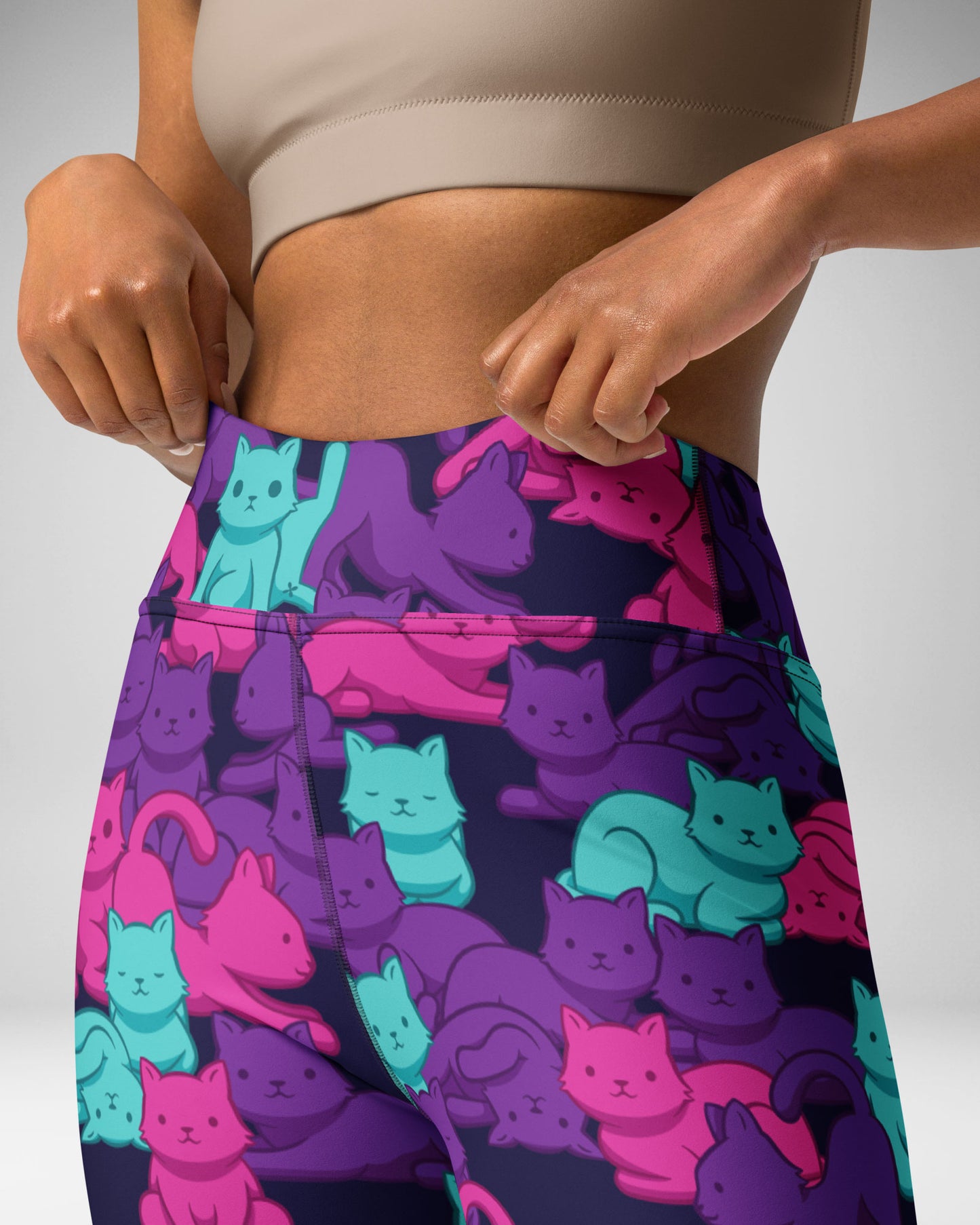 Cyberpunk Camo Cat High-Waisted Leggings