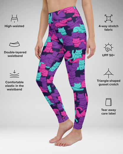 Cyberpunk Camo Cat High-Waisted Leggings