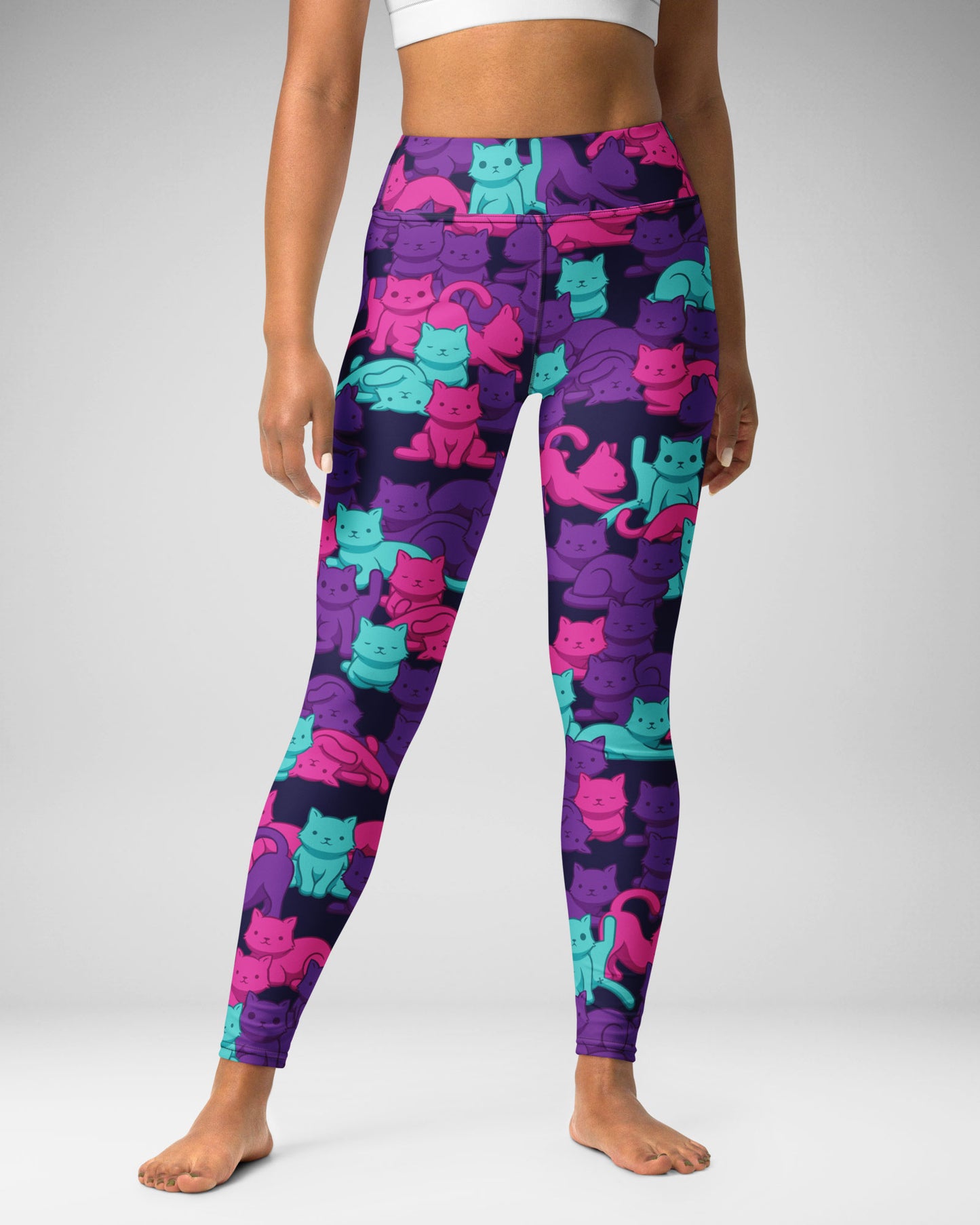 Cyberpunk Camo Cat High-Waisted Leggings