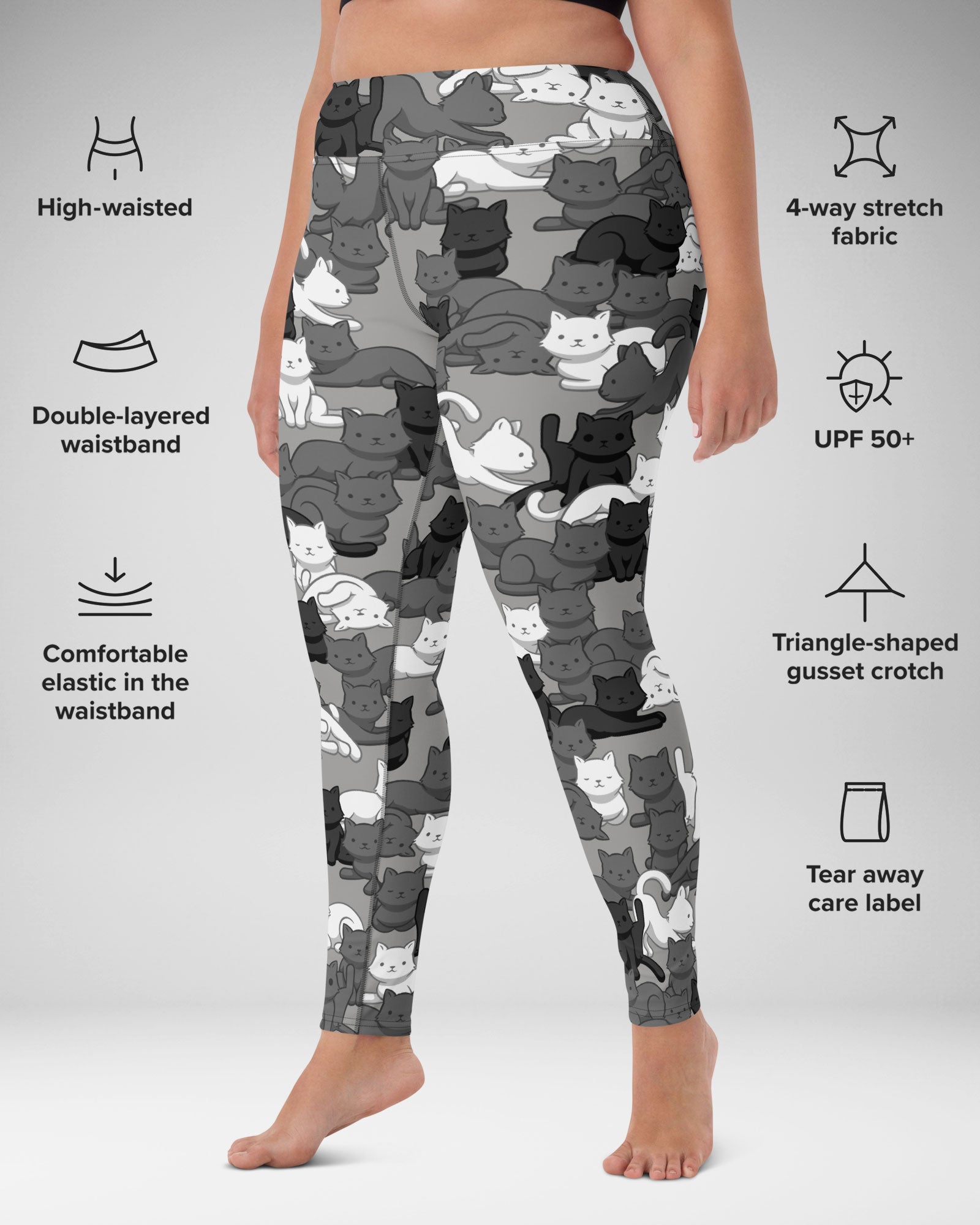Women's Urban Camo Cat Printed Leggings | High-Waisted Activewear