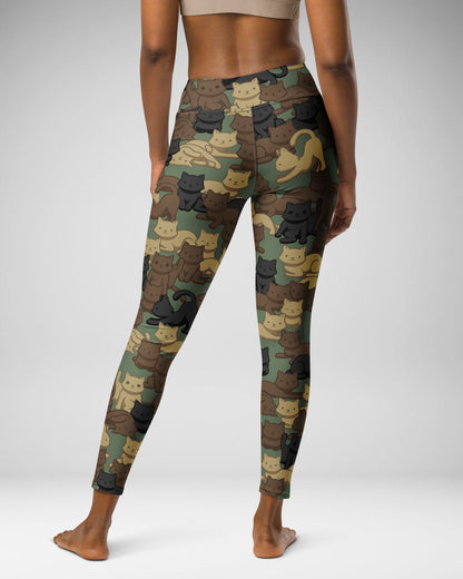 Woodland Camo Cat High-Waisted Leggings