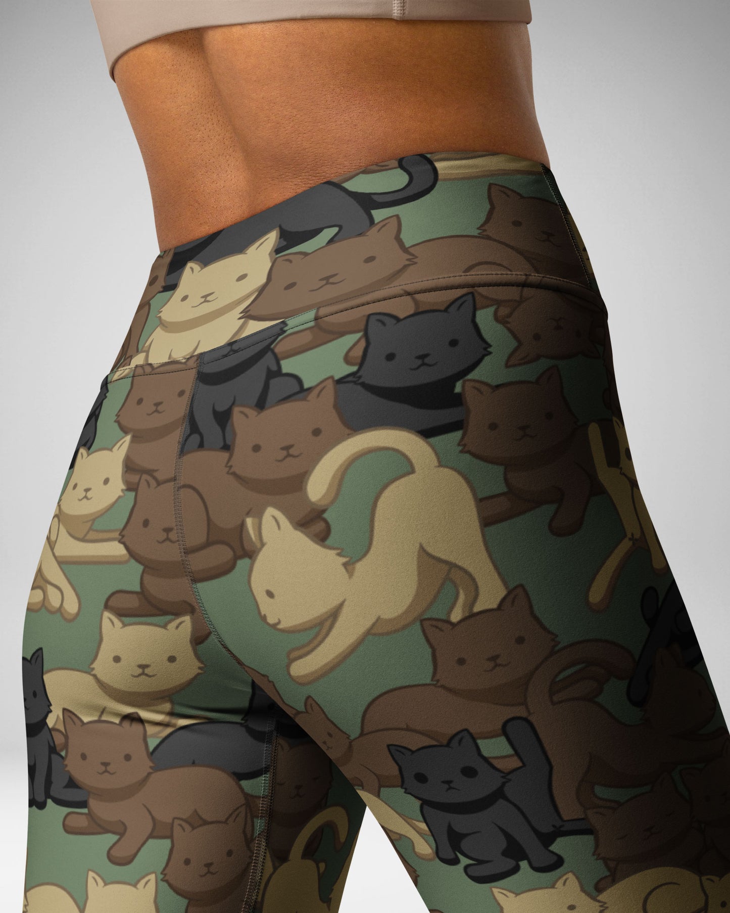 Woodland Camo Cat High-Waisted Leggings