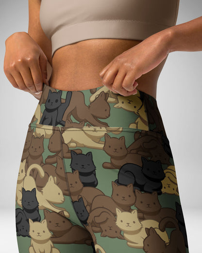 Woodland Camo Cat High-Waisted Leggings