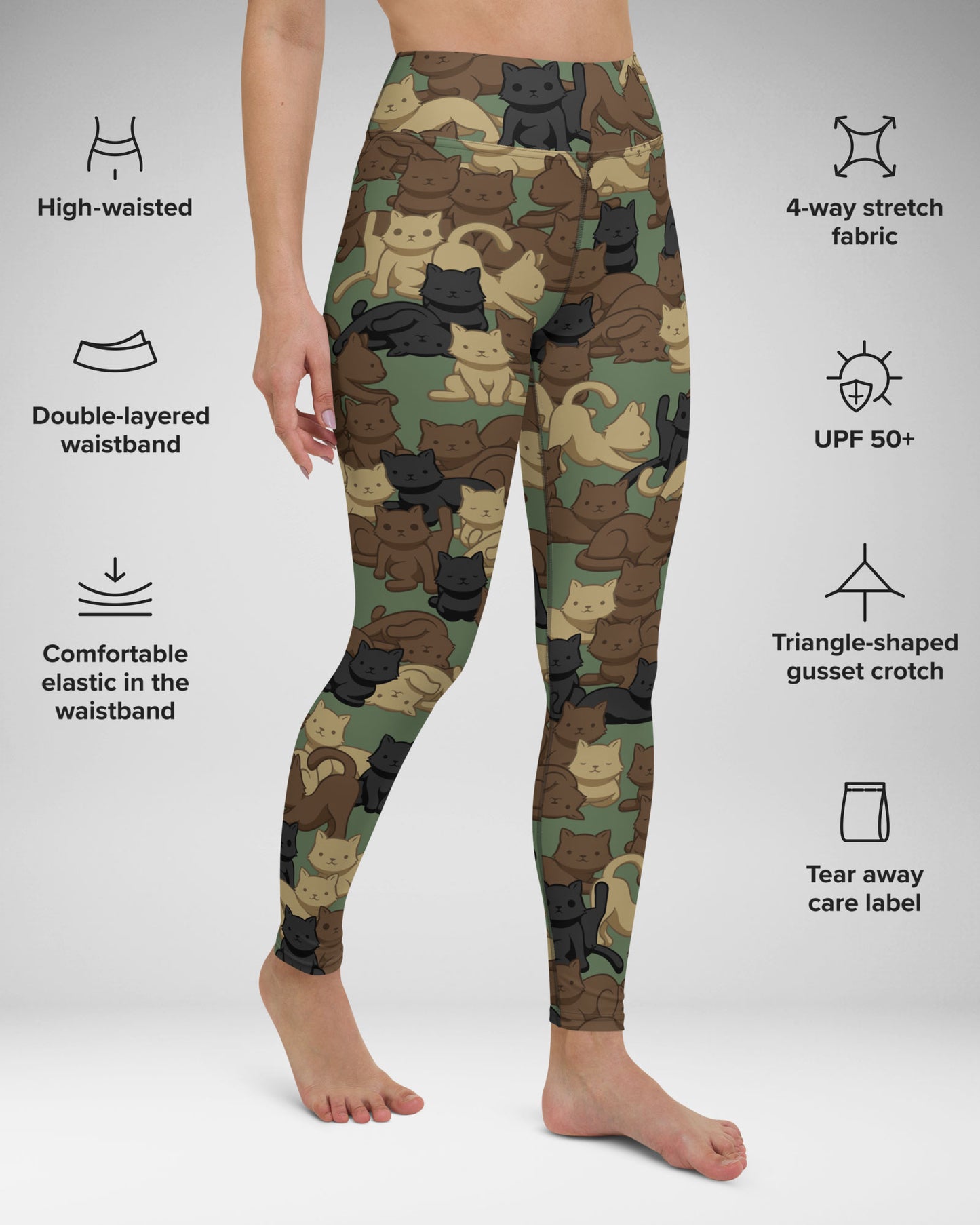Woodland Camo Cat High-Waisted Leggings