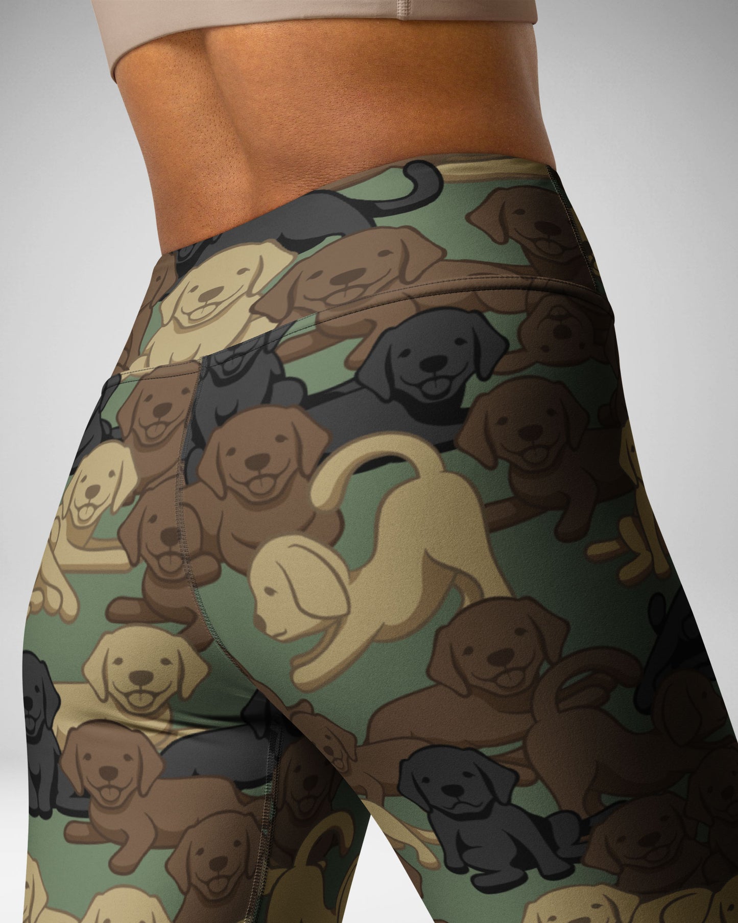 Woodland Camo Dog High-Waisted Leggings