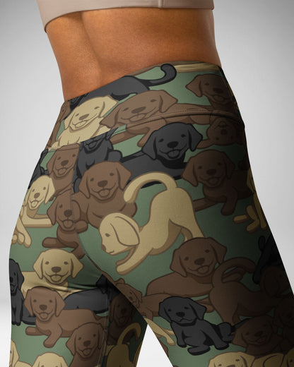 Woodland Camo Dog High-Waisted Leggings