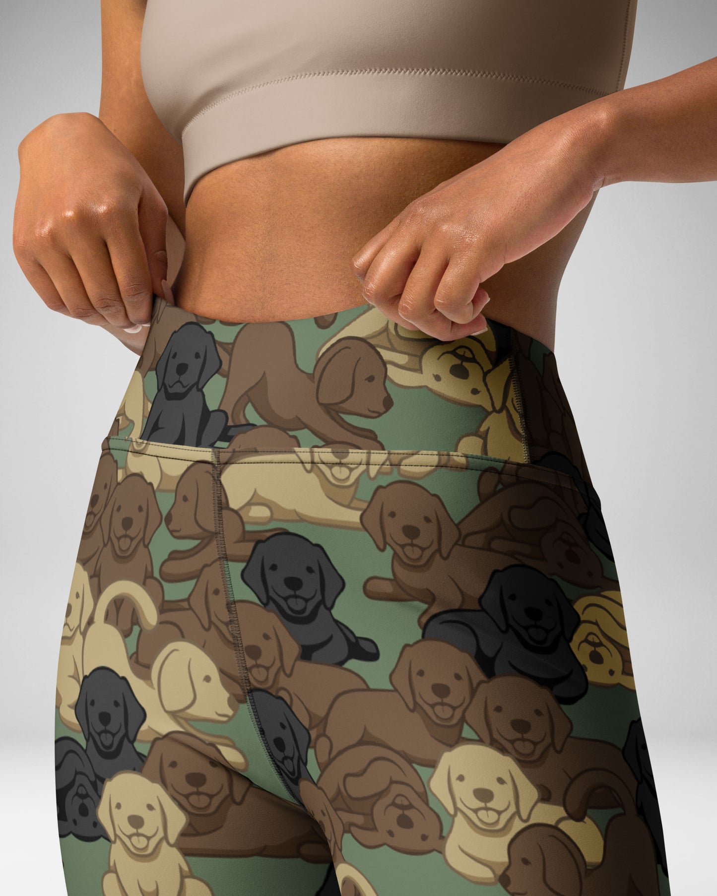 Woodland Camo Dog High-Waisted Leggings