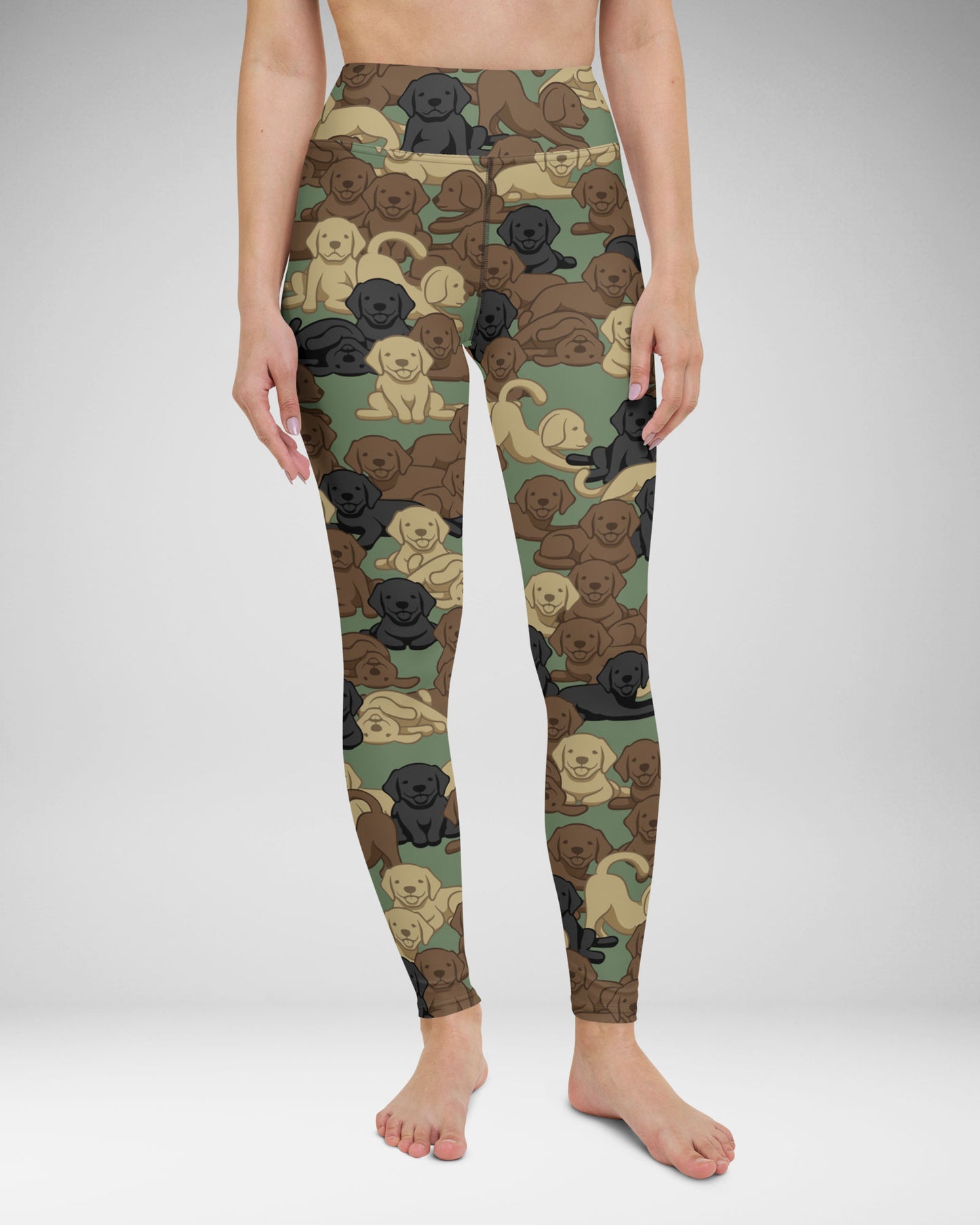 Woodland Camo Dog High-Waisted Leggings
