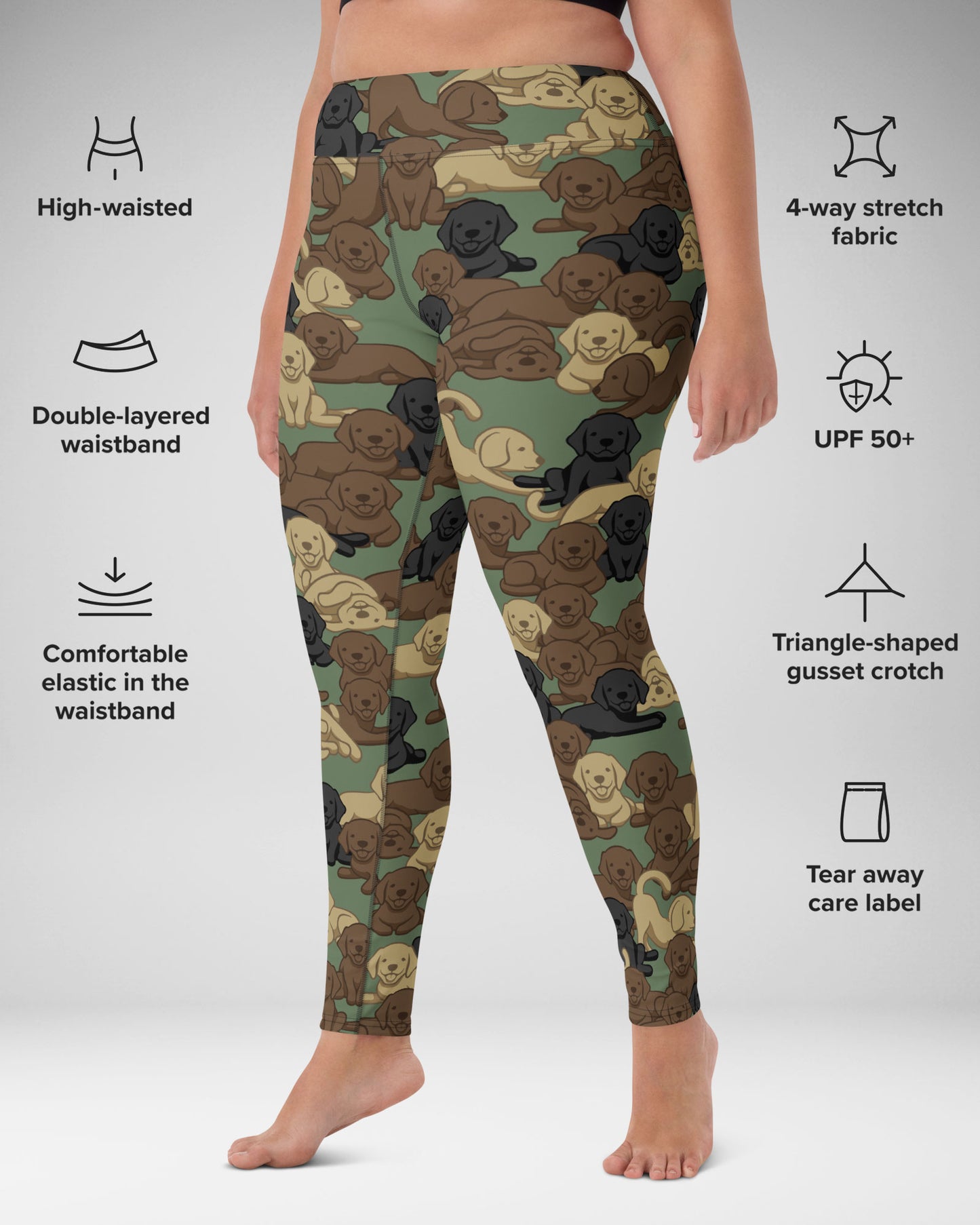 Woodland Camo Dog High-Waisted Leggings