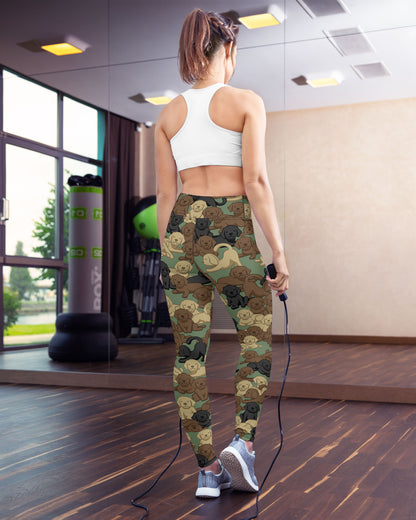 Woodland Camo Dog High-Waisted Leggings