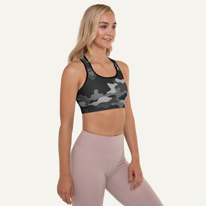 Urban Carbon Fiber Camo Padded Sports Bra