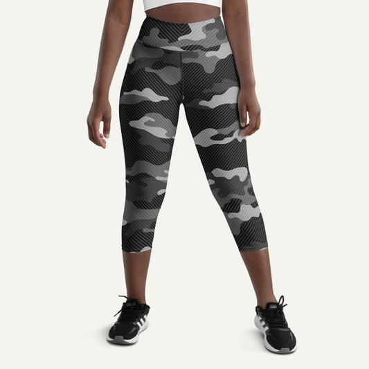Urban Carbon Fiber Camo High-Waisted Capri Leggings