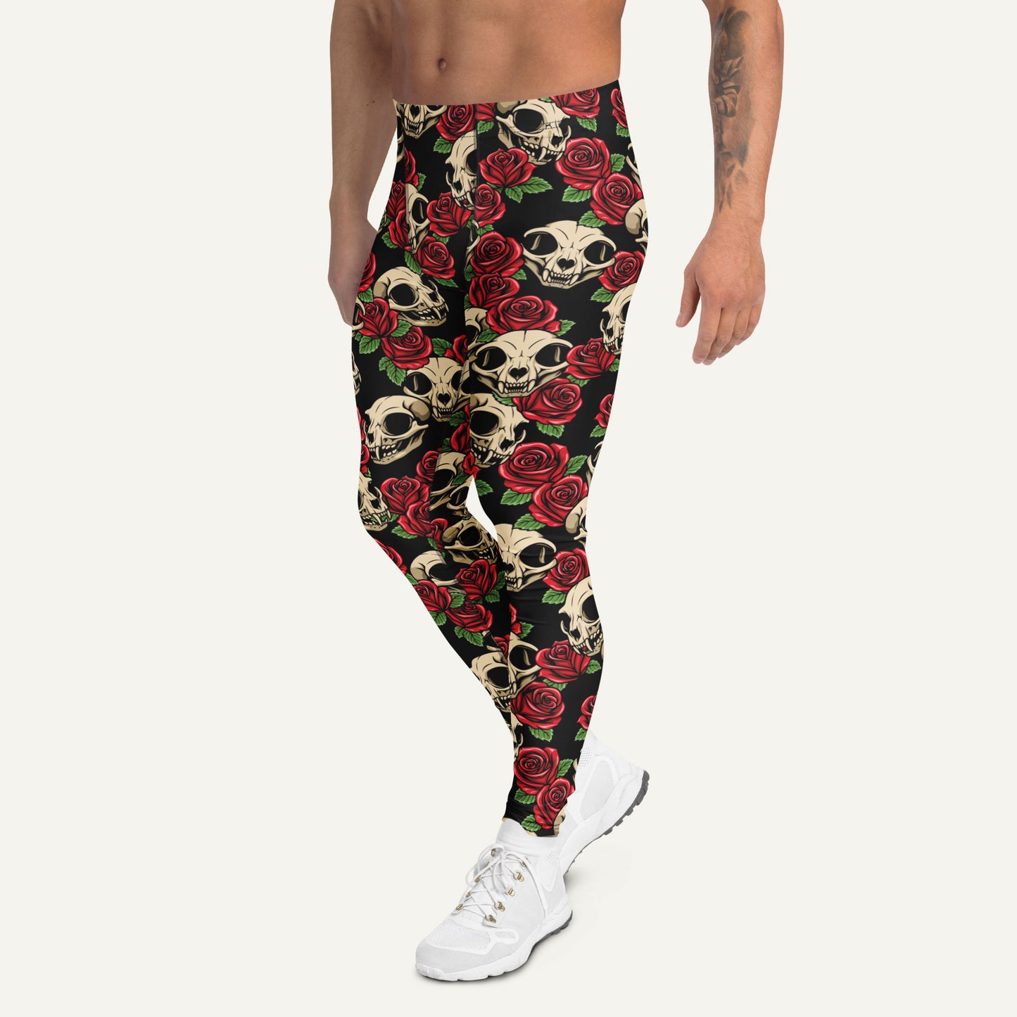 Cat Skulls And Roses Men’s Leggings