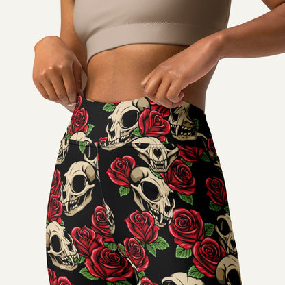 Cat Skulls And Roses High-Waisted Leggings
