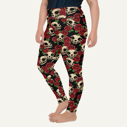Cat Skulls And Roses Plus Size Leggings