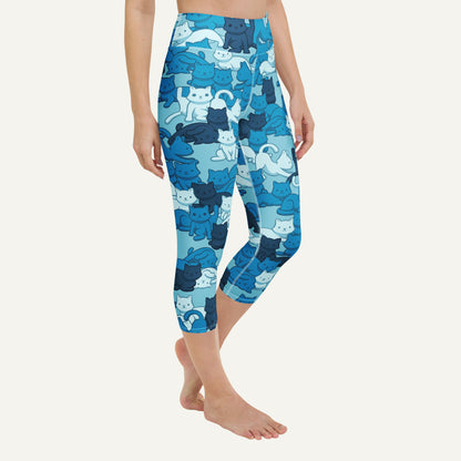 Blue Camo Cat High-Waisted Capri Leggings