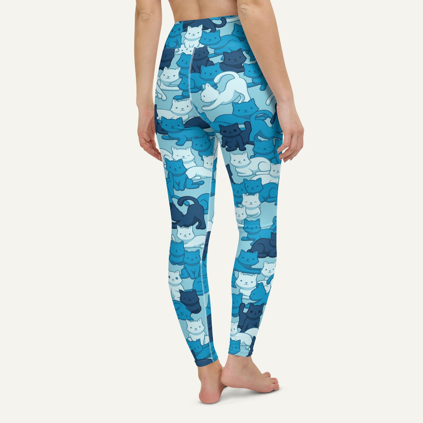 Cats Camouflage Blue High-Waisted Leggings