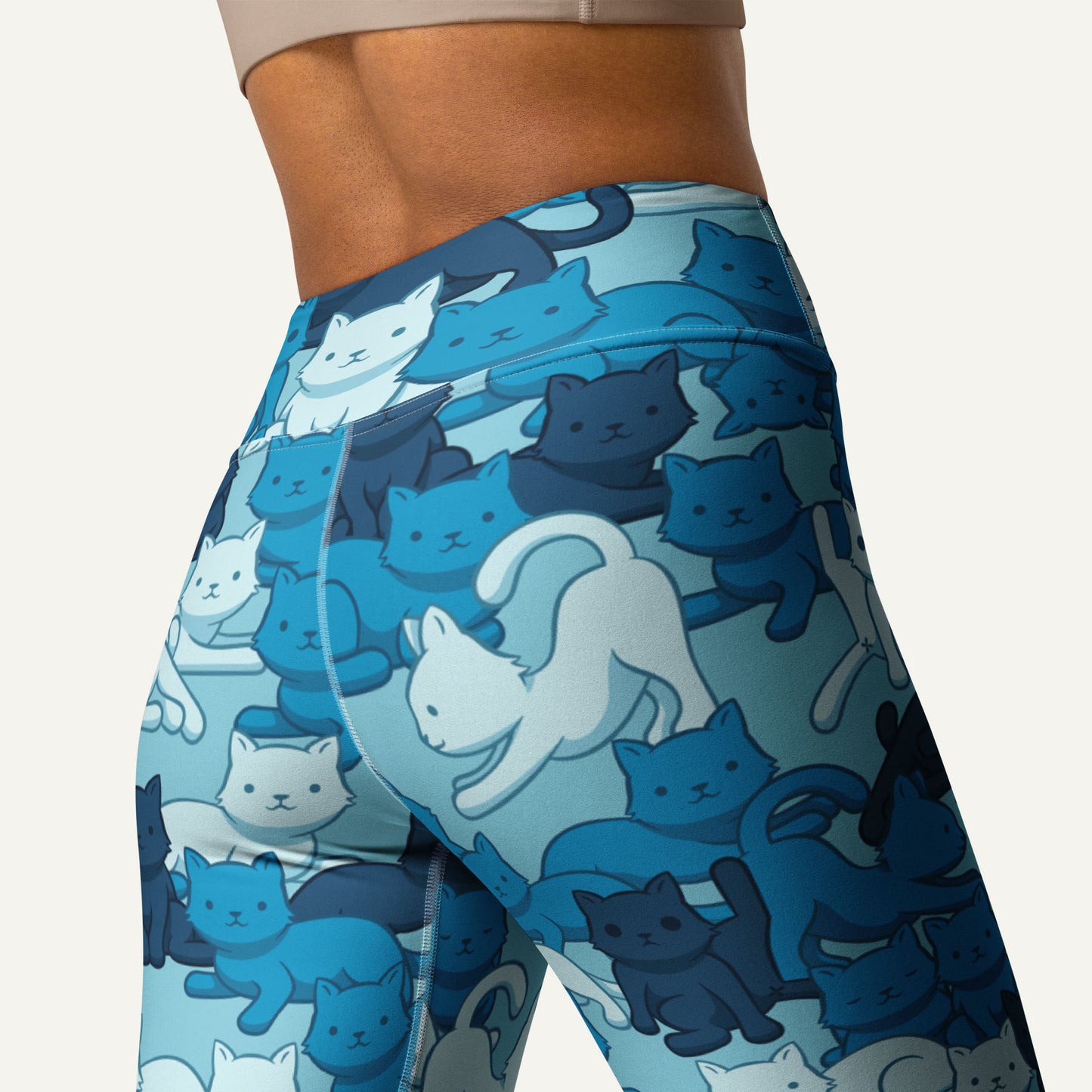 Cats Camouflage Blue High-Waisted Leggings