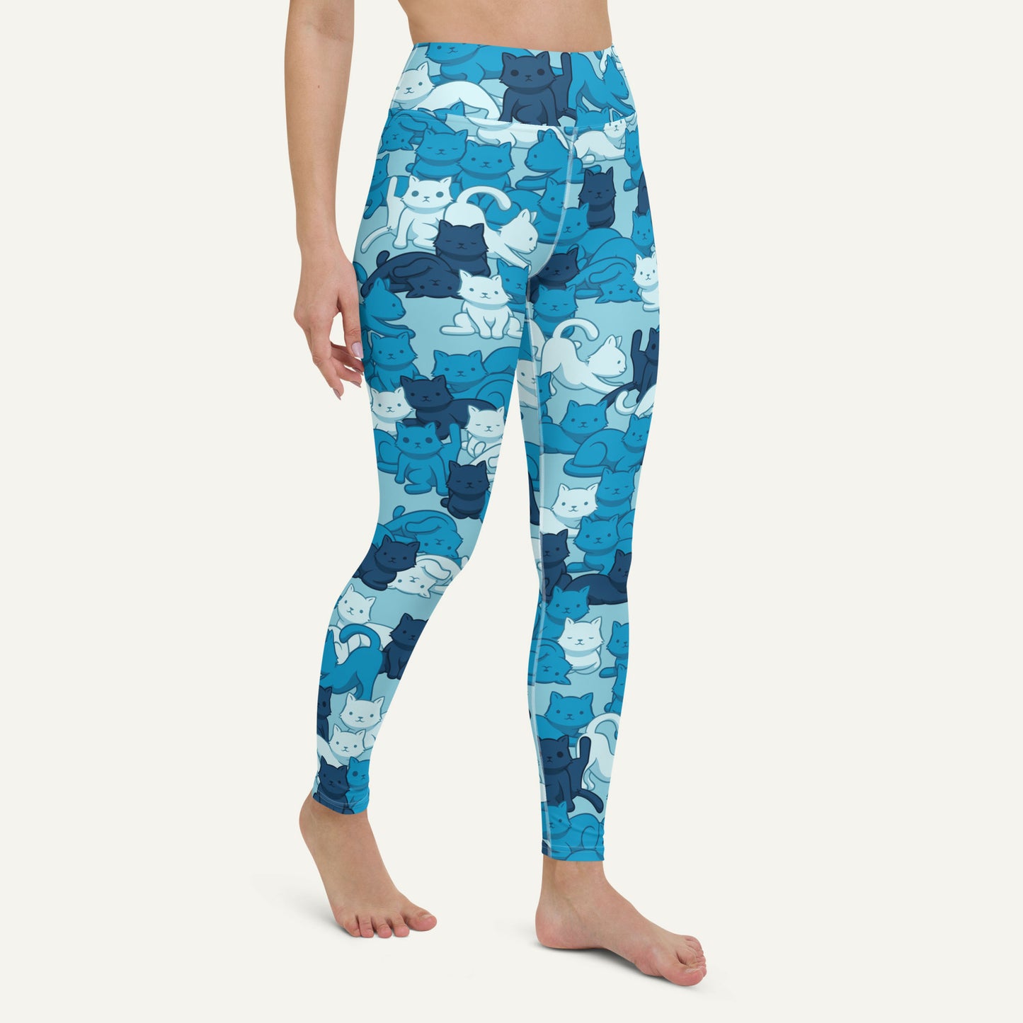 Cats Camouflage Blue High-Waisted Leggings