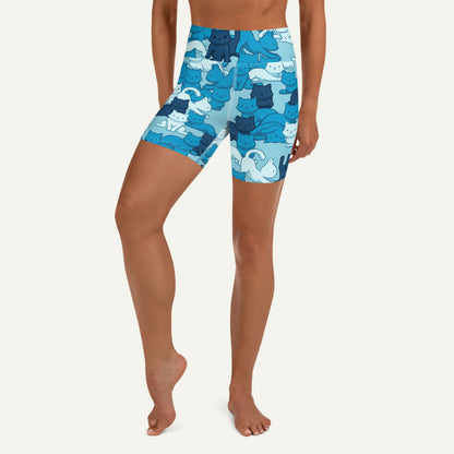 Cats Camouflage Blue High-Waisted Shorts