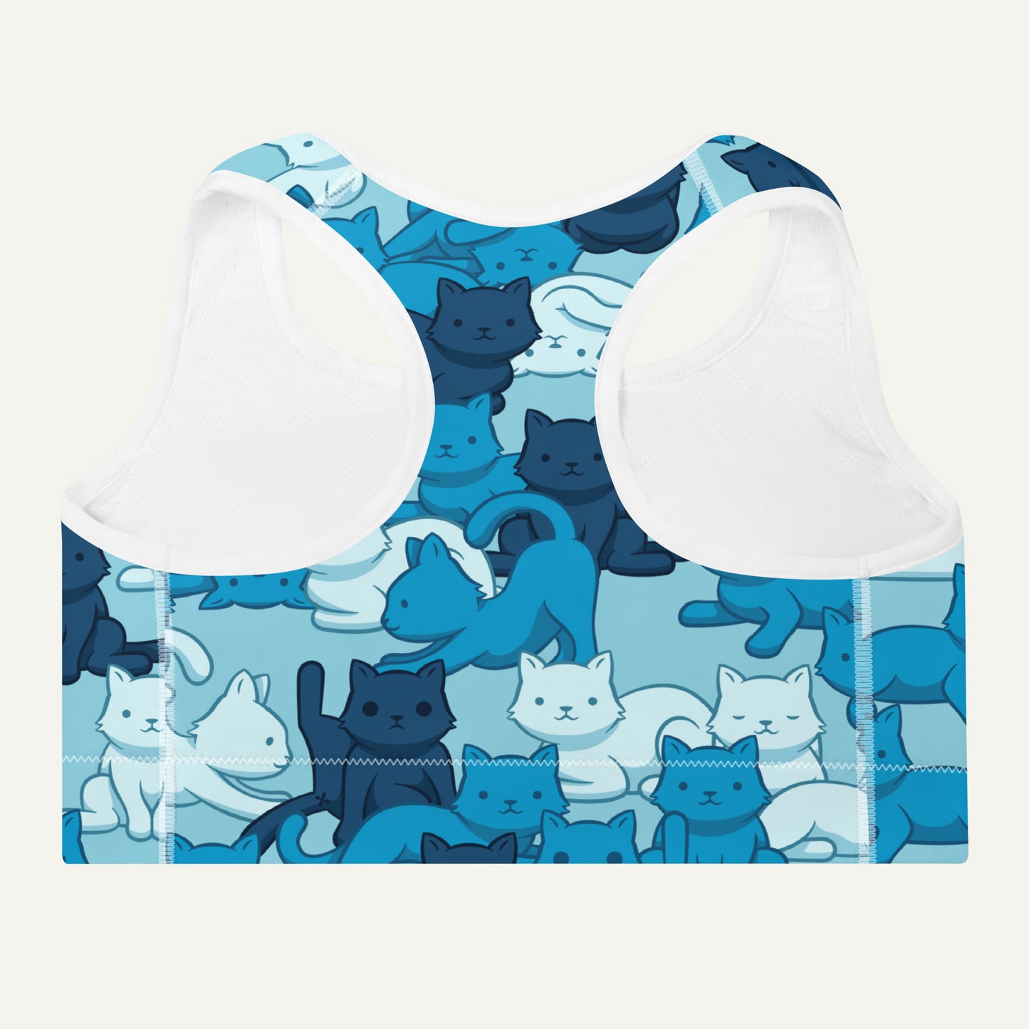 Cats Camouflage Blue Padded Sports Bra