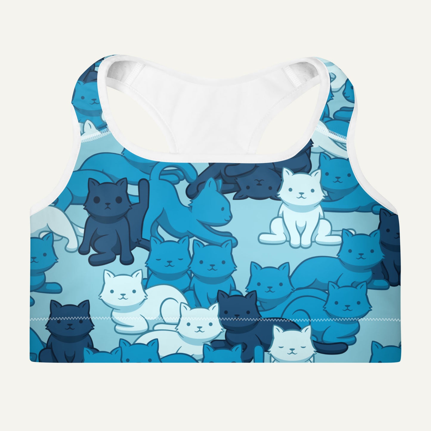 Cats Camouflage Blue Padded Sports Bra