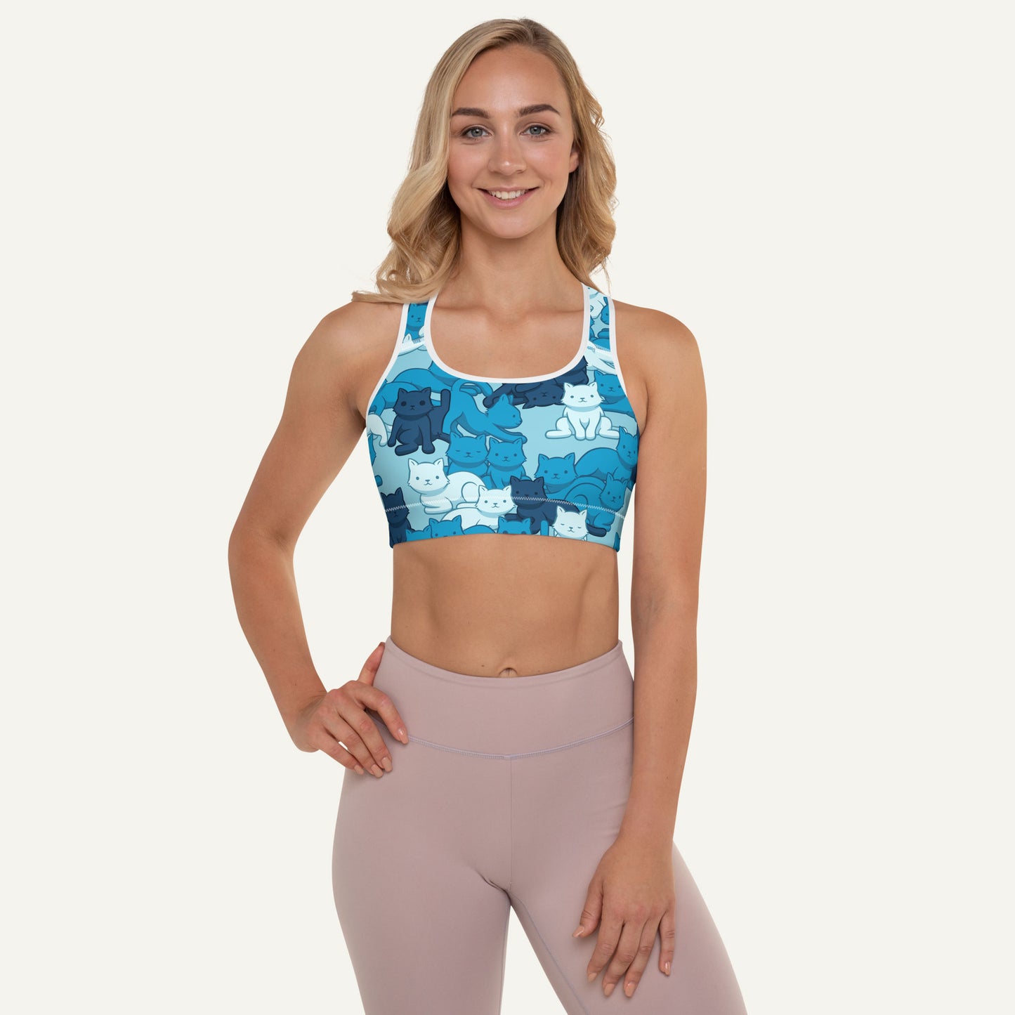 Cats Camouflage Blue Padded Sports Bra