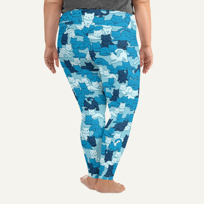 Cats Camouflage Blue Plus Size Leggings