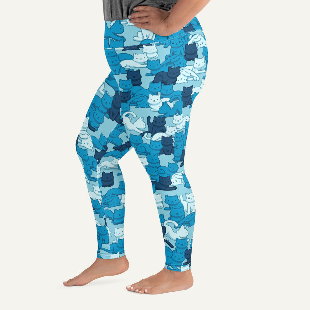 Cats Camouflage Blue Plus Size Leggings